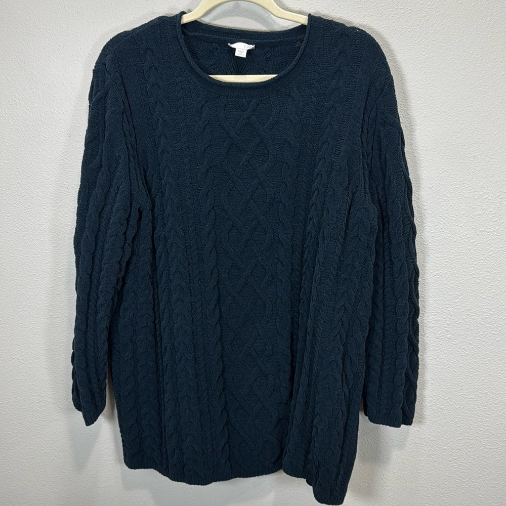 J‎ Jill blue sweater cable knit super soft dark blue